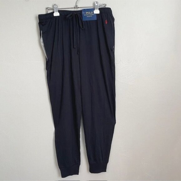 NWT Polo Ralph Lauren Mens Black Jogger Pant L Sleepwear Cotton Relaxed Fit - Picture 1 of 10